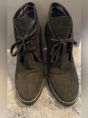 Aquatalia Black Suede Lace-Up Ankle Boots